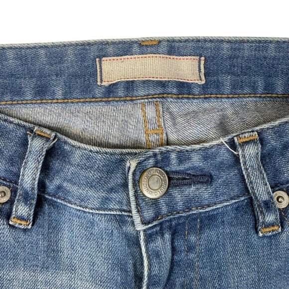 Uniclo Jeans Womens Sz 22" Mid-Rise Slim Tapered Blue Medium Wash Stretch Denim - Picture 9 of 11
